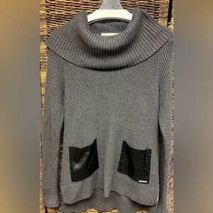 MICHAEL Michael Kors Gray Cowl Neck Sweater with Black Patch Pockets